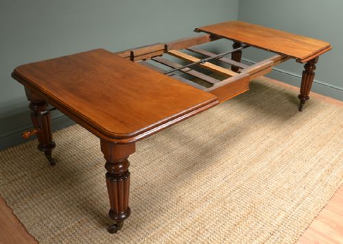 fig 3. Large Victorian Figured Mahogany Antique Wind Out Dining Table