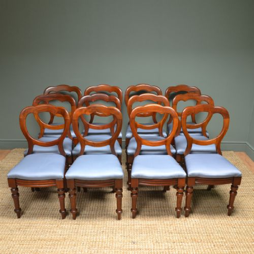 Set of 12 Victorian Mahogany Antique Balloon Back Chairs