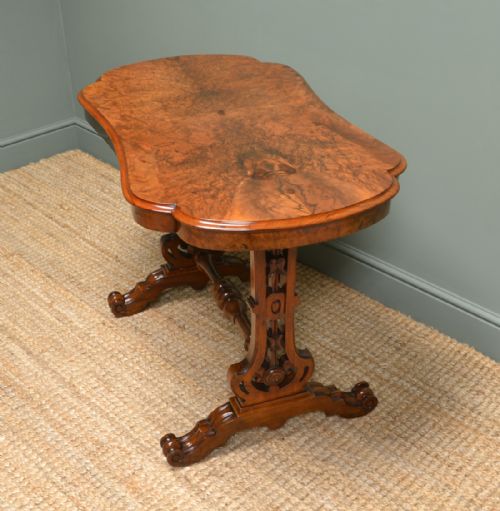 fig 3. Spectacular Victorian Figured Burr Walnut Antique Centre Table