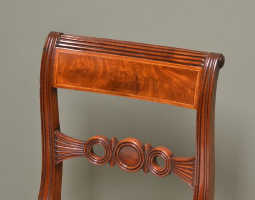 fig 1. Stunning Set of Six Regency Inlaid Mahogany Antique Dining Chairs