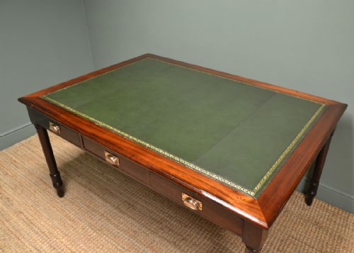 fig 2. Large Quality Edwardian Mahogany Antique Partners Writing Table