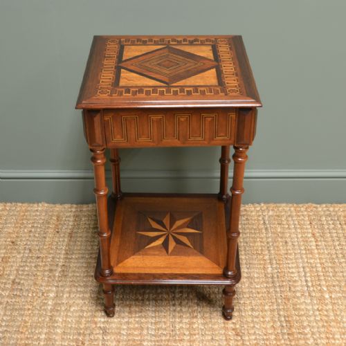 Beautifully Inlaid French Victorian Antique Side Table
