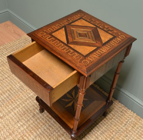 fig 1. Beautifully Inlaid French Victorian Antique Side Table
