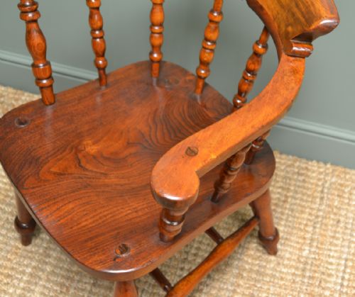 fig 1. Victorian Figured Elm Smokers Bow Antique Carver Chair