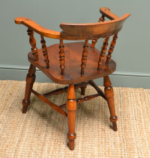 fig 2. Victorian Figured Elm Smokers Bow Antique Carver Chair