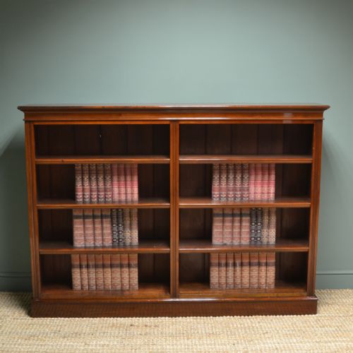 Large Victorian Antique Walnut Double Open Bookcase