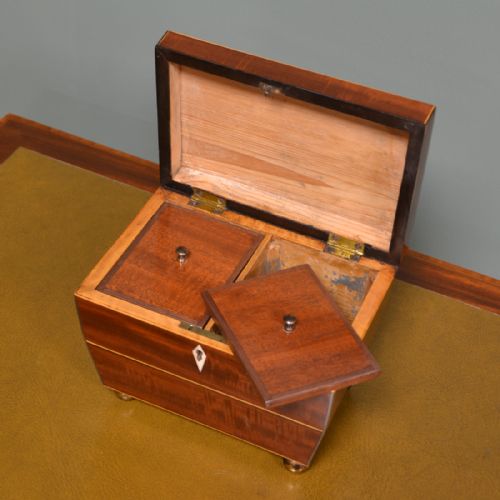 fig 2. Spectacular Georgian Mahogany Antique Tea Caddy