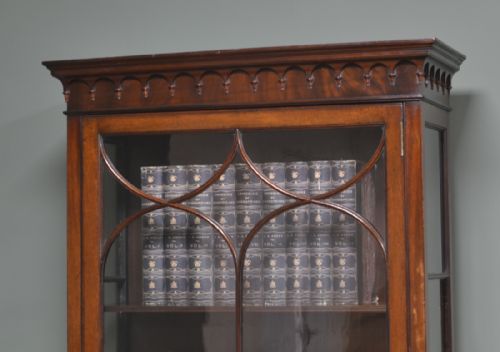 fig 3. Unusual Tall Slim Inlaid Mahogany Antique Edwardian Bookcase