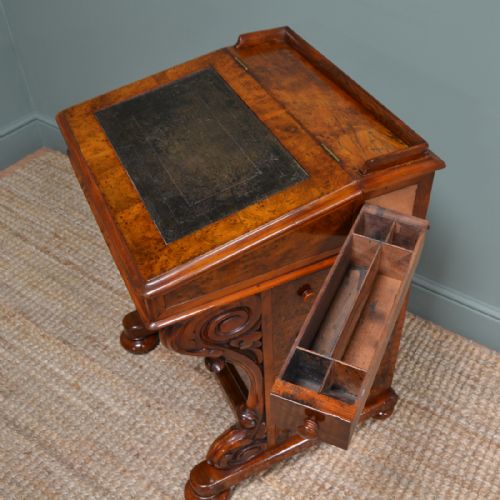 fig 1. Stunning, Rare Yew Victorian Antique Davenport Desk