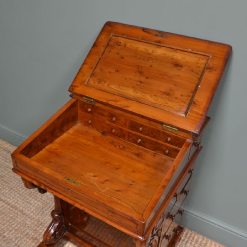fig 3. Stunning, Rare Yew Victorian Antique Davenport Desk