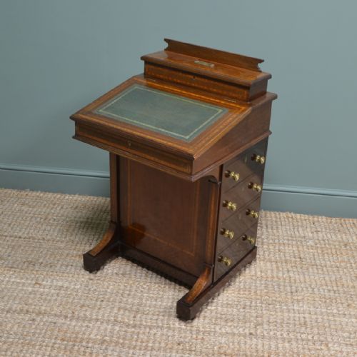 Victorian Inlaid Mahogany Antique Davenport Desk