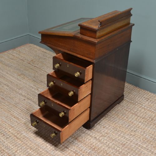 fig 2. Victorian Inlaid Mahogany Antique Davenport Desk