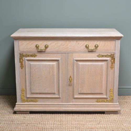 Quality Maple & Co Victorian Limed Oak Antique Cupboard