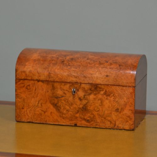 fig 1. Spectacular Golden Burr Walnut Antique Tea Caddy