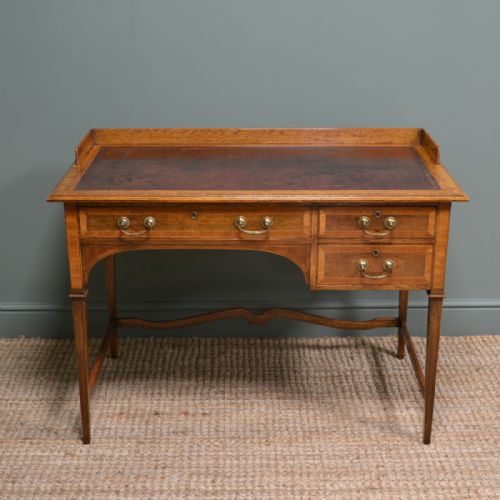Quality Golden Oak Victorian Shapland & Petter Antique Writing Table