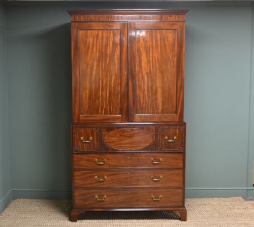 Quality Georgian Gillows Mahogany Antique Secretaire Press Cupboard