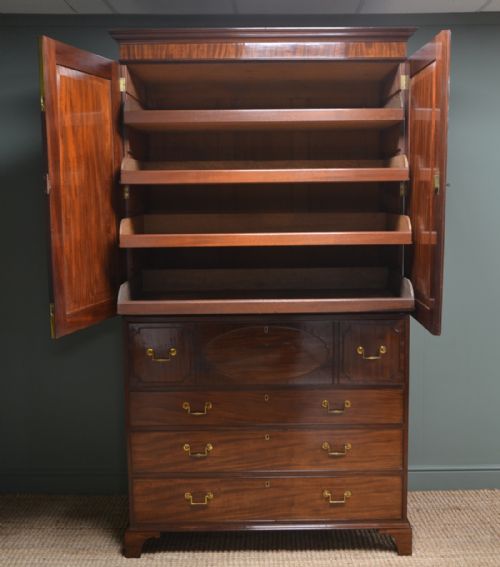 fig 3. Quality Georgian Gillows Mahogany Antique Secretaire Press Cupboard