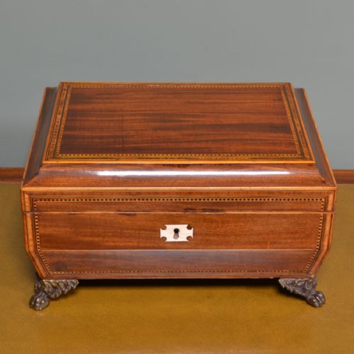 Large Regency Antique Work Box with Fitted Interior