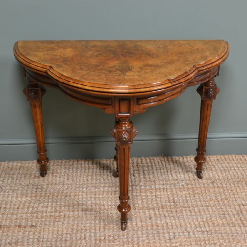 Beautifully Figured Walnut Antique Victorian Card Table