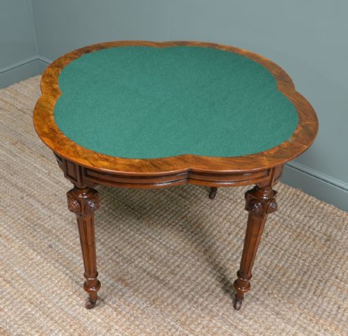 fig 1. Beautifully Figured Walnut Antique Victorian Card Table