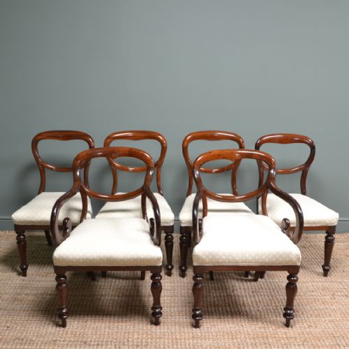 Six Victorian Mahogany Antique Balloon Back Chairs