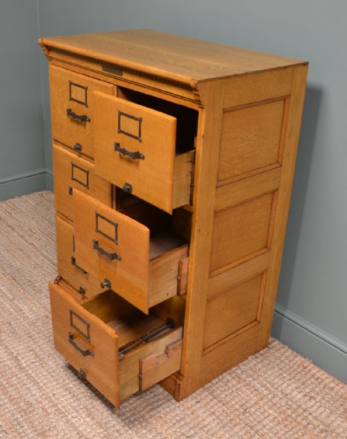 fig 2. Rare Maple & Co Golden Oak Antique Filing Cabinet