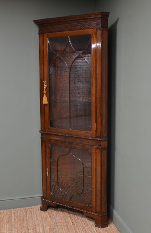 fig 2. Striking Victorian Mahogany Antique Glazed Corner Display Cabinet