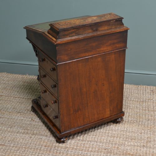 fig 1. Country House Victorian Figured Walnut Antique Davenport