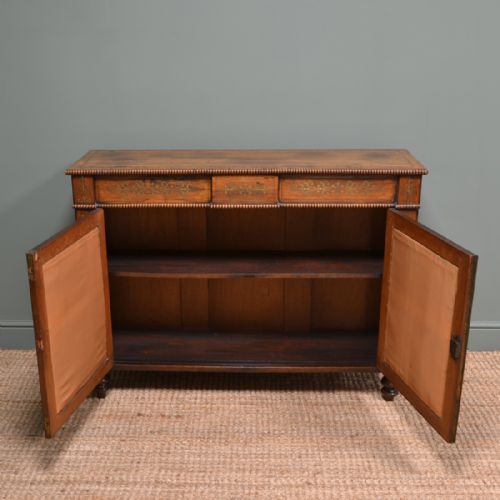 fig 1. Spectacular Warm Rosewood Antique Cabinet with Brass Inlay