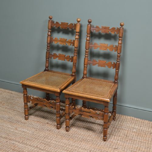 Pair of Fruitwood Antique Ladder Back Chairs