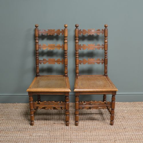fig 1. Pair of Fruitwood Antique Ladder Back Chairs