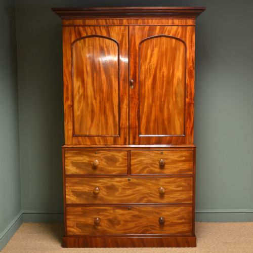 Spectacular Regency Rich Golden Mahogany Antique Linen Press