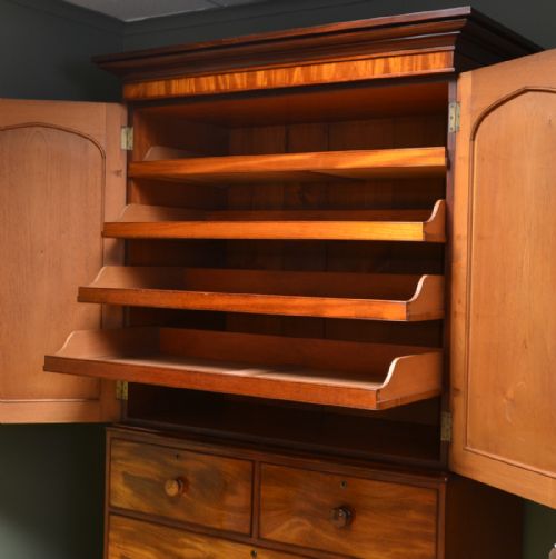 fig 1. Spectacular Regency Rich Golden Mahogany Antique Linen Press
