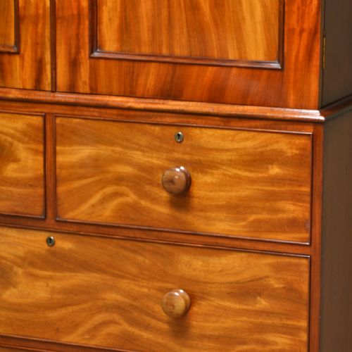 fig 2. Spectacular Regency Rich Golden Mahogany Antique Linen Press