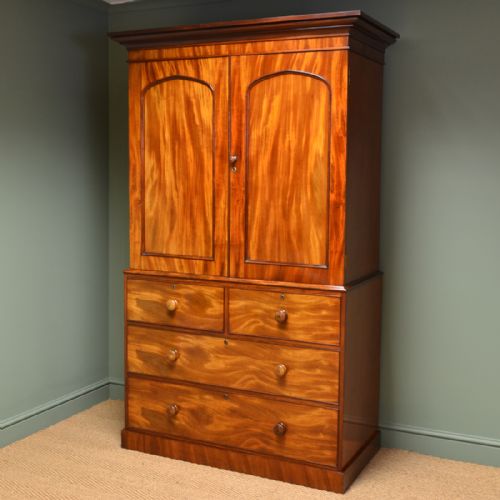 fig 3. Spectacular Regency Rich Golden Mahogany Antique Linen Press