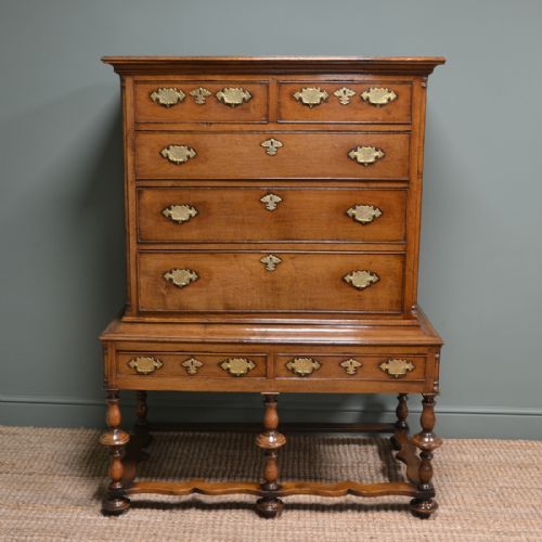 Quality Early 18th Century Oak Antique Chest on Stand