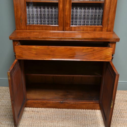 fig 1. Striking Victorian Mahogany Antique Glazed Bookcase on Cupboard