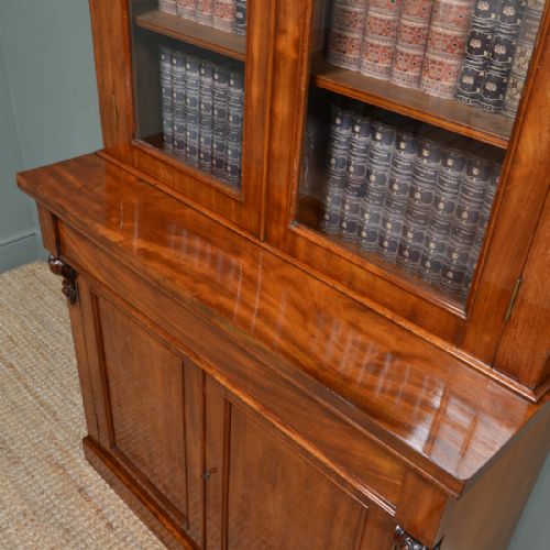 fig 2. Striking Victorian Mahogany Antique Glazed Bookcase on Cupboard