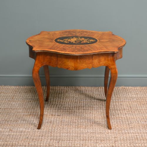 Superb Victorian Figured Walnut Antique Side Writing Table