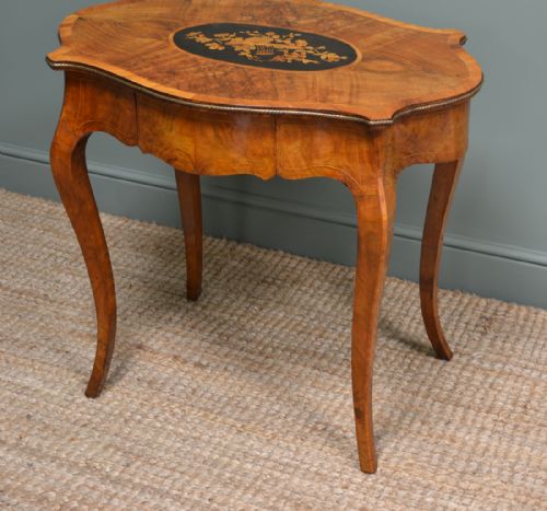 fig 1. Superb Victorian Figured Walnut Antique Side Writing Table