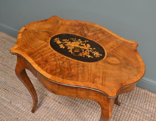 fig 2. Superb Victorian Figured Walnut Antique Side Writing Table