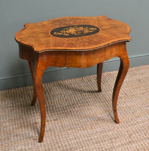 fig 3. Superb Victorian Figured Walnut Antique Side Writing Table
