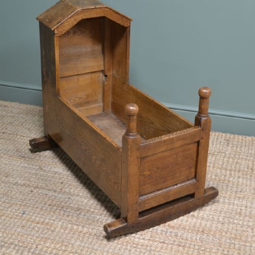 DECORATIVE GEORGIAN OAK ANTIQUE CRADLE - ADDITIONAL PHOTO 1
