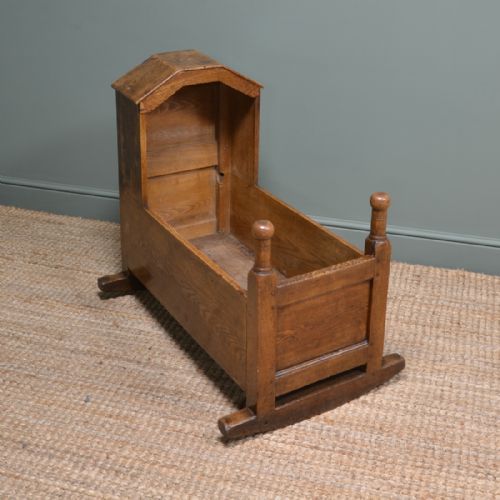 DECORATIVE GEORGIAN OAK ANTIQUE CRADLE - ADDITIONAL PHOTO 2