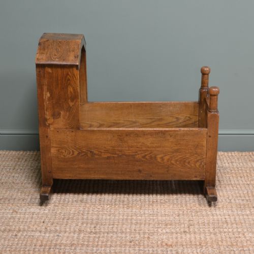 DECORATIVE GEORGIAN OAK ANTIQUE CRADLE - ADDITIONAL PHOTO 4