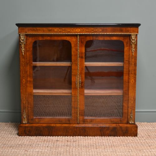 Fine Quality Figured Walnut Antique Victorian Pier Cabinet
