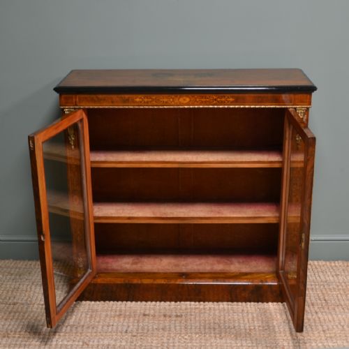 fig 1. Fine Quality Figured Walnut Antique Victorian Pier Cabinet