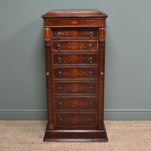 Unusual Victorian Painted Antique Wellington Chest