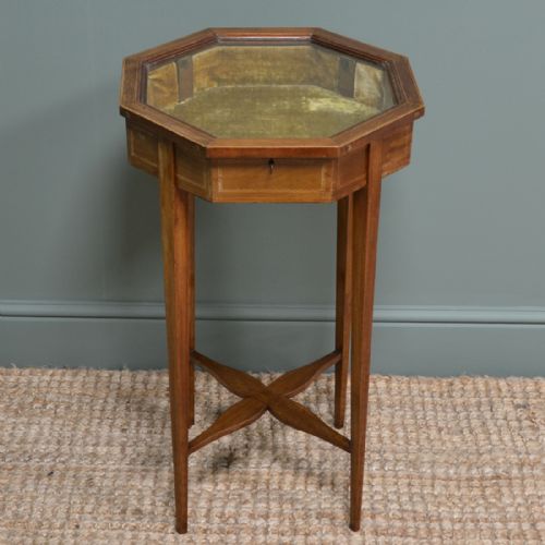Elegant Edwardian Mahogany Glazed Antique Bijouterie Table