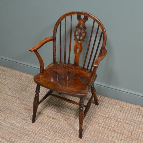 fig 3. Country Georgian Elm Wheel Back Antique Windsor Chair